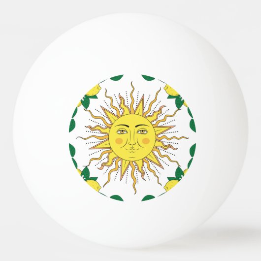 Tropische citroenvruchten, Sun Face. Pingpongbal (Voorkant)