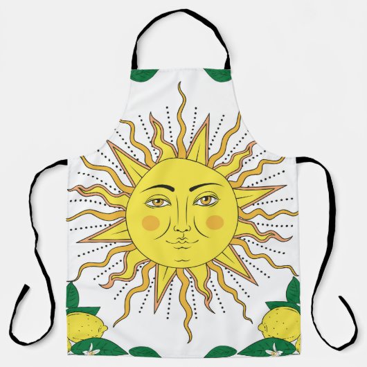 Tropische citroenvruchten, Sun Face. Schort (Voorkant)