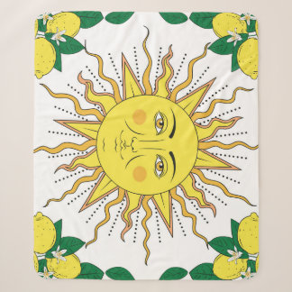 Tropische citroenvruchten, Sun Face. Sherpa Deken