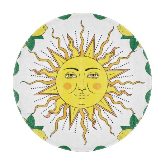 Tropische citroenvruchten, Sun Face. Snijplank (Voorkant)