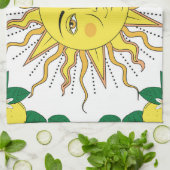 Tropische citroenvruchten, Sun Face. Theedoek (Gevouwen)