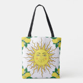 Tropische citroenvruchten, Sun Face. Tote Bag (Achterkant)