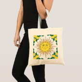 Tropische citroenvruchten, Sun Face. Tote Bag (Voorkant (product))