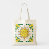 Tropische citroenvruchten, Sun Face. Tote Bag (Achterkant)