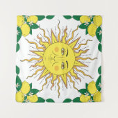 Tropische citroenvruchten, Sun Face. Wandkleed (Voorkant (horizontaal))