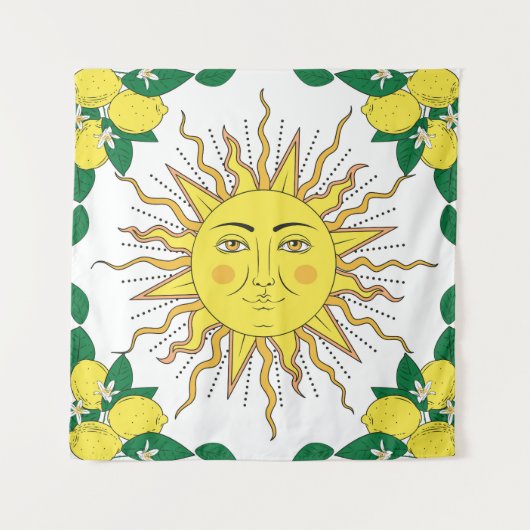 Tropische citroenvruchten, Sun Face. Wandkleed (Voorkant)