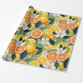Tropische Citrus Bloesem Bloem Cadeaupapier (Uitgerold)