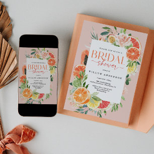 Tropische Citrus Bridal Shower Invitation Lemon Kaart