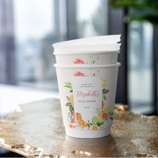 Tropische Citrus Bruidsmeisjesfeest Papieren Bekers