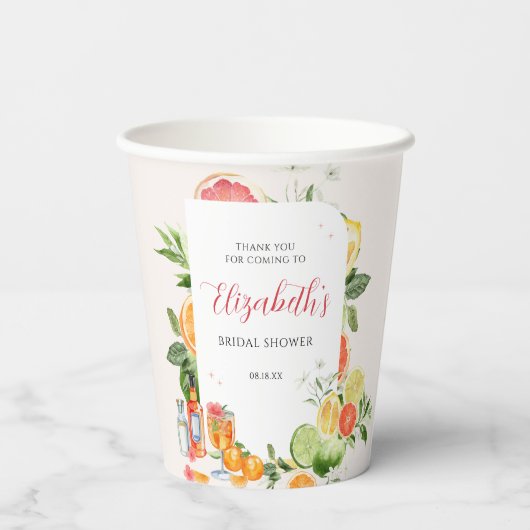 Tropische Citrus Bruidsshowers Papieren Bekers (Achterkant)