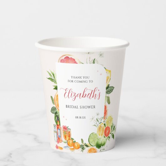 Tropische Citrus Bruidsshowers Papieren Bekers (Voorkant)