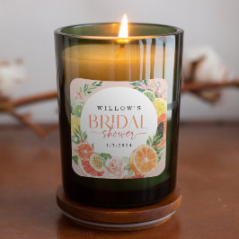 Tropische Citrus Bruiloft Candle Sticker Favor