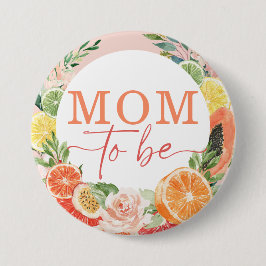 Tropische Citrus Bruiloft Moeder Wordt Ronde Button 7,6 Cm