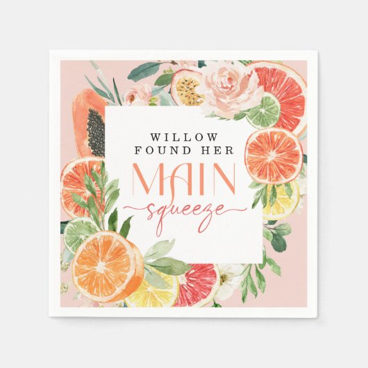 Tropische Citrus Bruiloft Zondag Napkin Servet (Voorkant)