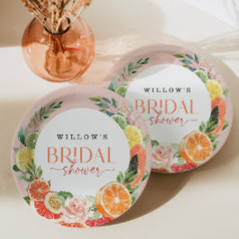 Tropische Citrus Bruiloftsfeest Favorietenbord Papieren Bordje