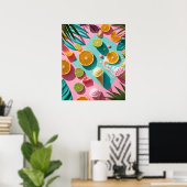 Tropische citrus- en strandesthetiek muurkunst poster (Thuiskantoor)