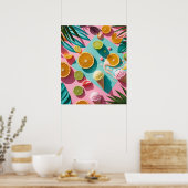 Tropische citrus- en strandesthetiek muurkunst poster (Keuken)