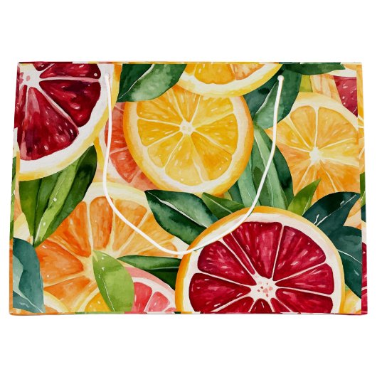 Tropische citrus Oranje fruitschijfjes Groot Cadeauzakje (Voorkant)