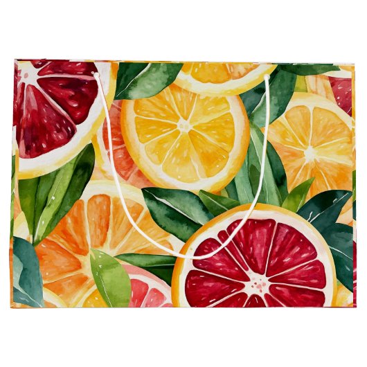 Tropische citrus Oranje fruitschijfjes Groot Cadeauzakje (Achterkant)