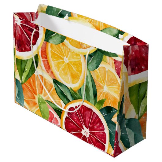 Tropische citrus Oranje fruitschijfjes Groot Cadeauzakje (Achterkant Gekanteld)