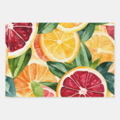 Tropische citrus Oranje fruitschijfjes Inpakpapier Vel (Voorkant 3)