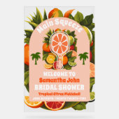 Tropische Citrus Pickleball Bruidsborrel Ontvangst Acryl Bord (Voorkant)