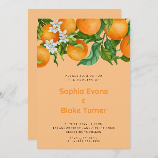 Tropische Citrus Sinaasappels Botanisch Oranje Bru Kaart (Voorkant / Achterkant)