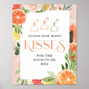 Tropische citrus Vrijgezellenfeest Hoeveel kussen Poster
