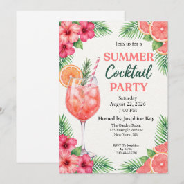 Tropische Citrus Zomer Cocktailparty Uitnodiging