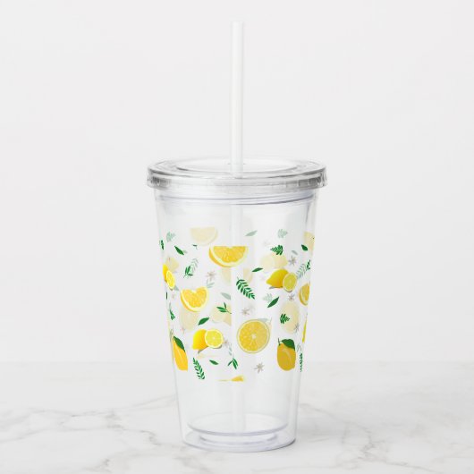 Tropische Citrus zomerverse Oranje citroen Slice Acryl Drinkbeker (Voorkant)