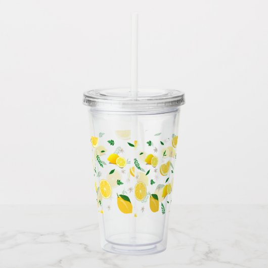 Tropische Citrus zomerverse Oranje citroen Slice Acryl Drinkbeker (Rechts)