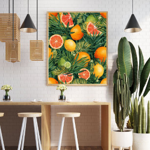 Tropische Citrusmix – Waterverf Citroen, Sinaasapp Poster