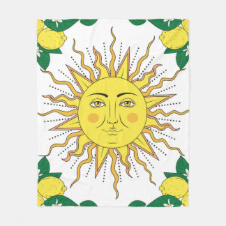 Tropische citrusvruchten met lijst en bloemen fleece deken