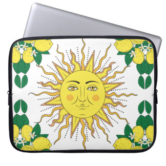 Tropische citrusvruchten met lijst en bloemen laptop sleeve