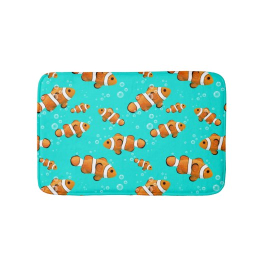Tropische Clownfish & Bubbles Patroon Badmat (Voorkant)