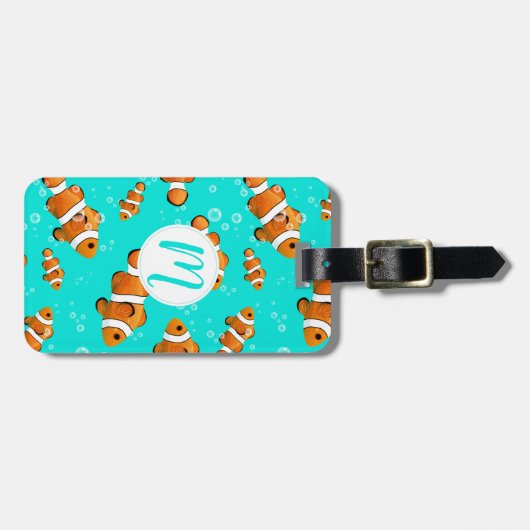 Tropische Clownfish & Bubbles Patroon Bagagelabel (Voorkant horizontaal)