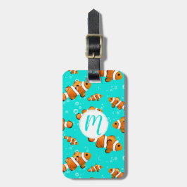 Tropische Clownfish & Bubbles Patroon Bagagelabel
