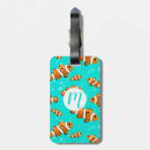 Tropische Clownfish & Bubbles Patroon Bagagelabel (Achterkant verticaal)