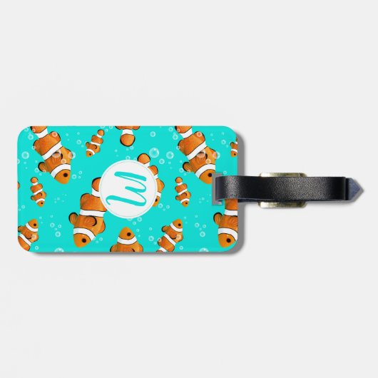 Tropische Clownfish & Bubbles Patroon Bagagelabel (Achterkant horizontaal)
