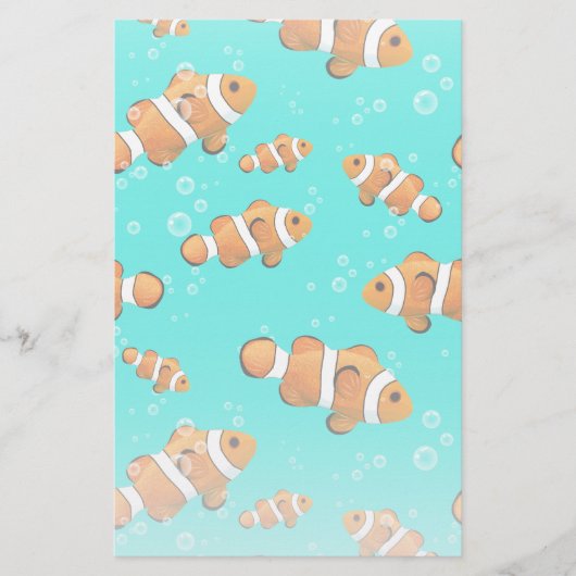 Tropische Clownfish & Bubbles Patroon Briefpapier (Voorkant)