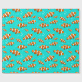 Tropische Clownfish & Bubbles Patroon Cadeaupapier (Vlak)