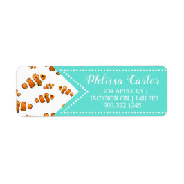 Tropische Clownfish & Bubbles Patroon Etiket