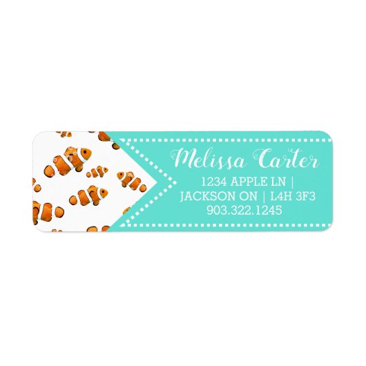 Tropische Clownfish & Bubbles Patroon Etiket (Voorkant)