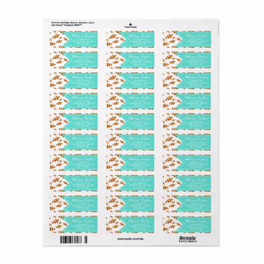 Tropische Clownfish & Bubbles Patroon Etiket (Full Sheet)