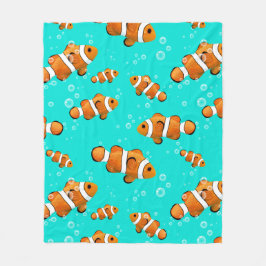 Tropische Clownfish & Bubbles Patroon Fleece Deken