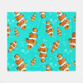 Tropische Clownfish & Bubbles Patroon Fleece Deken (Voorkant (Horizontaal))