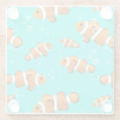 Tropische Clownfish & Bubbles Patroon Glazen Onderzetter (Achterkant)