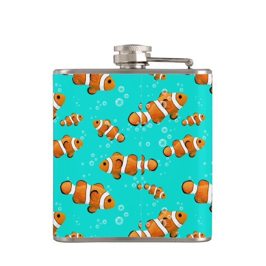 Tropische Clownfish & Bubbles Patroon Heupfles (Achterkant)