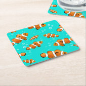 Tropische Clownfish & Bubbles Patroon Kartonnen Onderzetters (Schuin)
