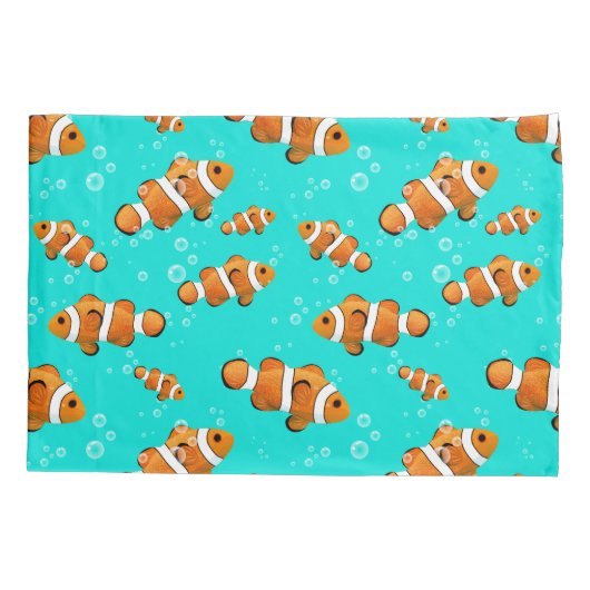 Tropische Clownfish & Bubbles Patroon Kussensloop (Achterkant)